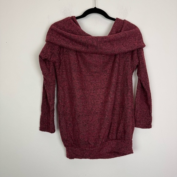 Elan woman’s Red Maroon Burnout Cowl Neck lightweight pullover Sweater - Picture 3 of 7